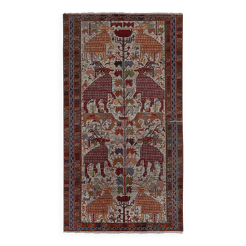 Tapis vintage turc de oushak tissé à la main 114x217 cm