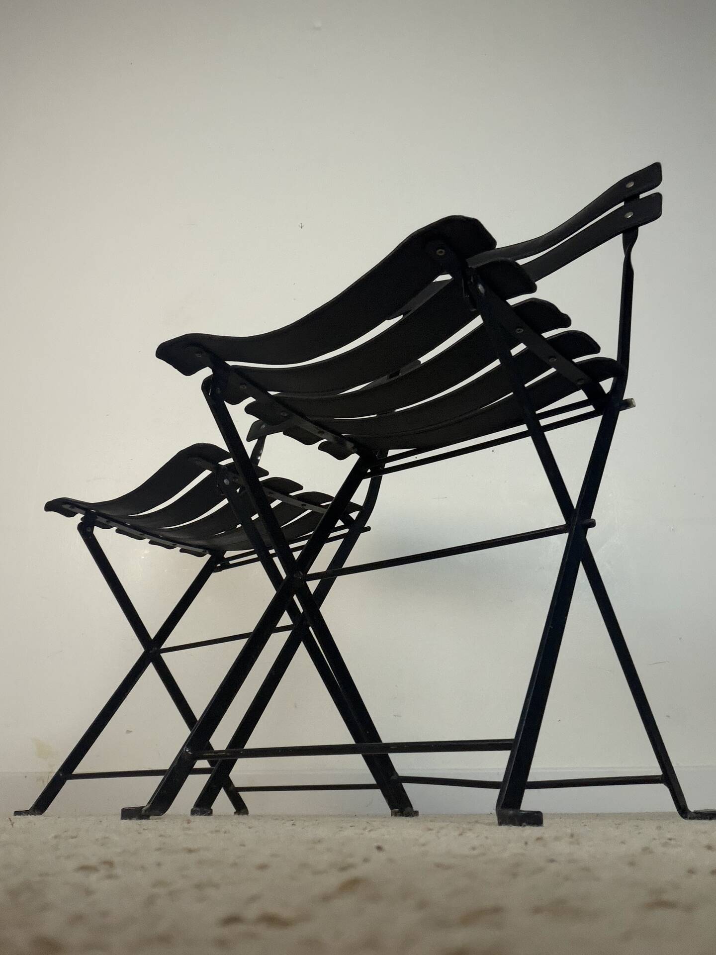 Pair of Celestina chairs by Marco Zanuso for Zanotta in black leather.