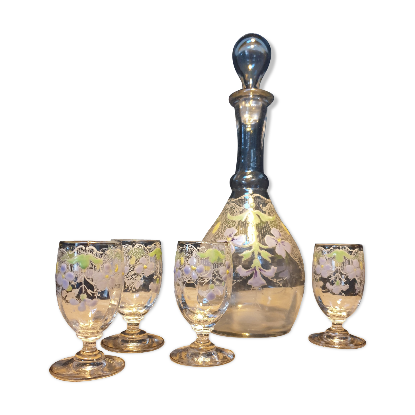 Enamelled glass liquor service