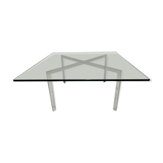 Table basse en verre et acier