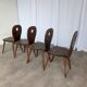 Set of 4 Vintage Brutalist Wooden Chair / Rustic Farmhouse Dining Chair