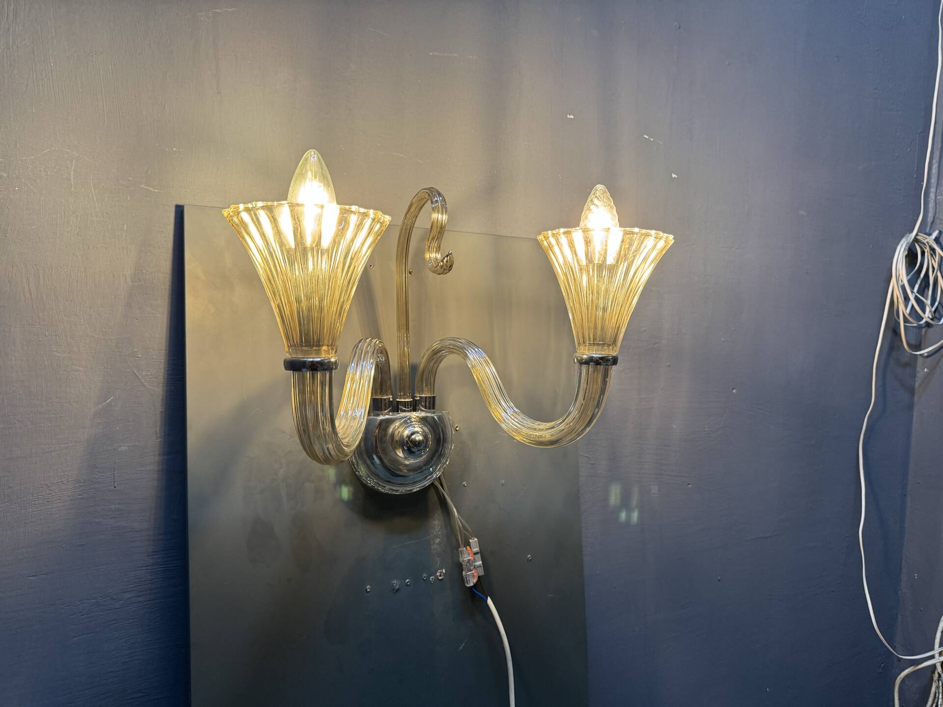 Set of 3 Murano Glass Barovier Sconces 