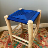 Moroccan stool beldi seated blue Majorelle