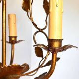 Old gilded metal chandelier circa 1960