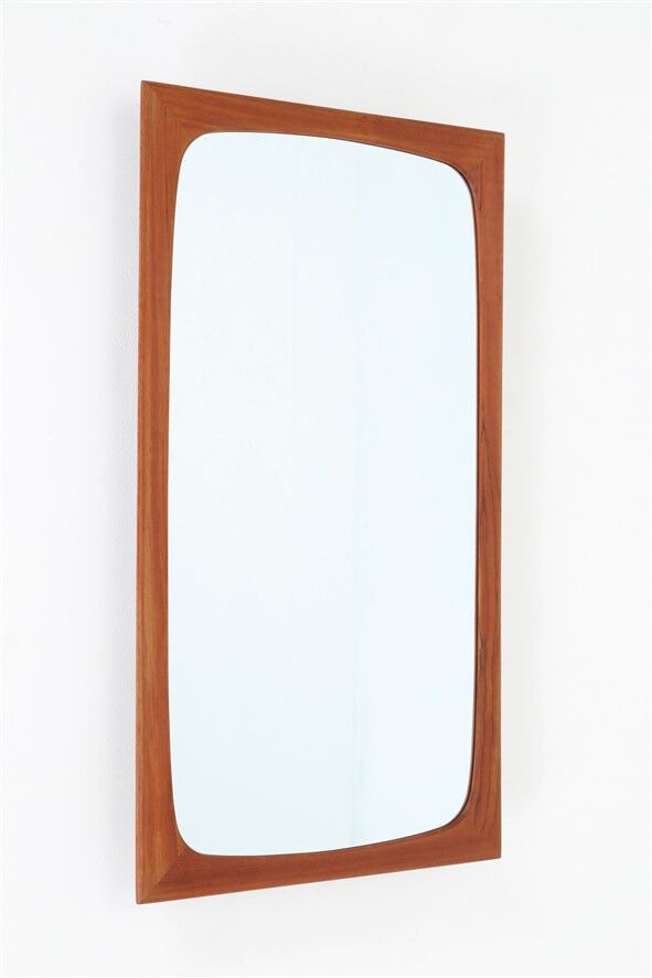 Fully restored mid-century teak mirror / Danish modern design / 1960s