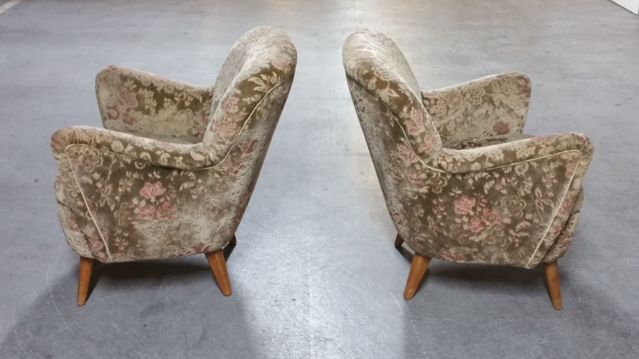 Pair of armchairs flower 50s