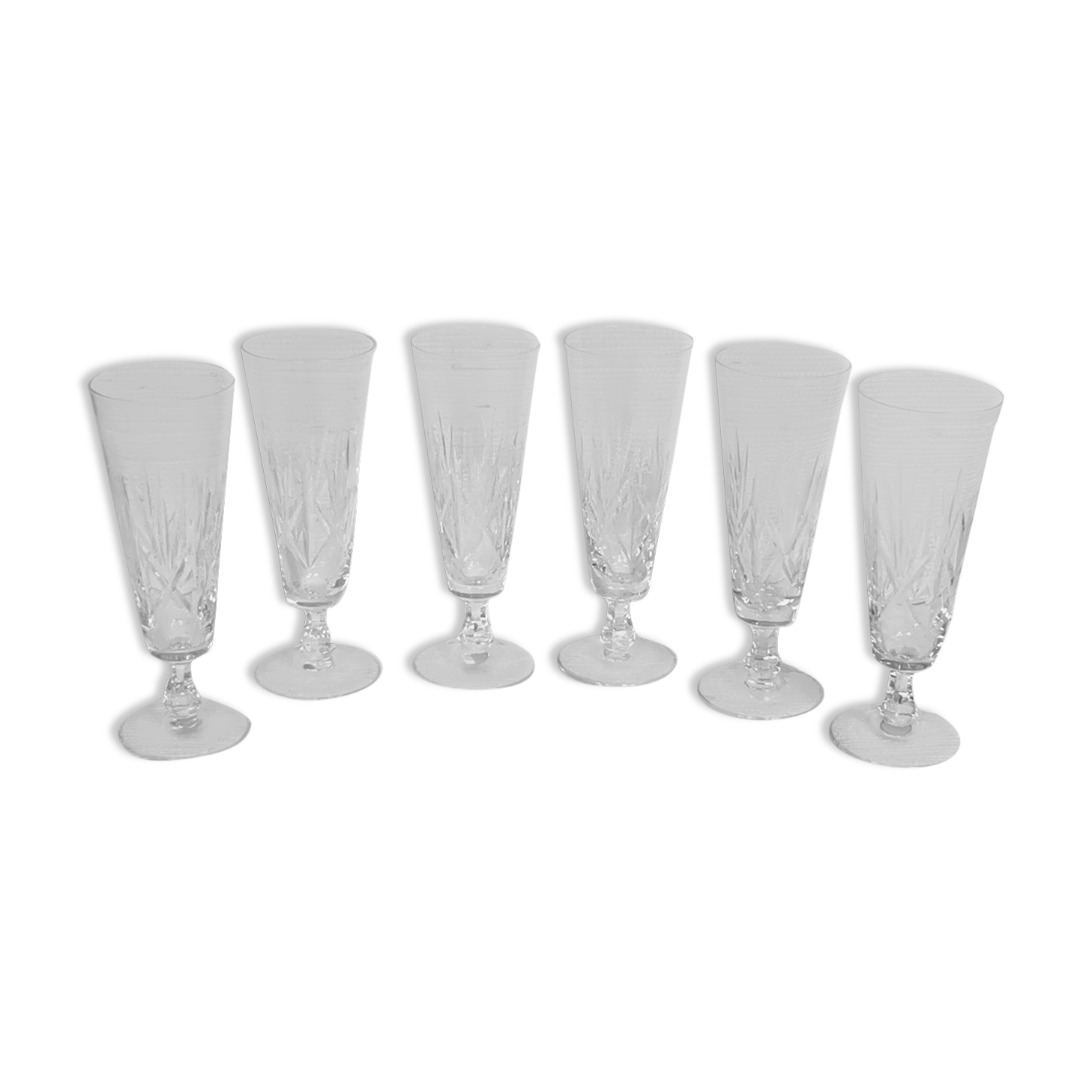 6 crystal champagne flutes