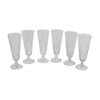 6 crystal champagne flutes