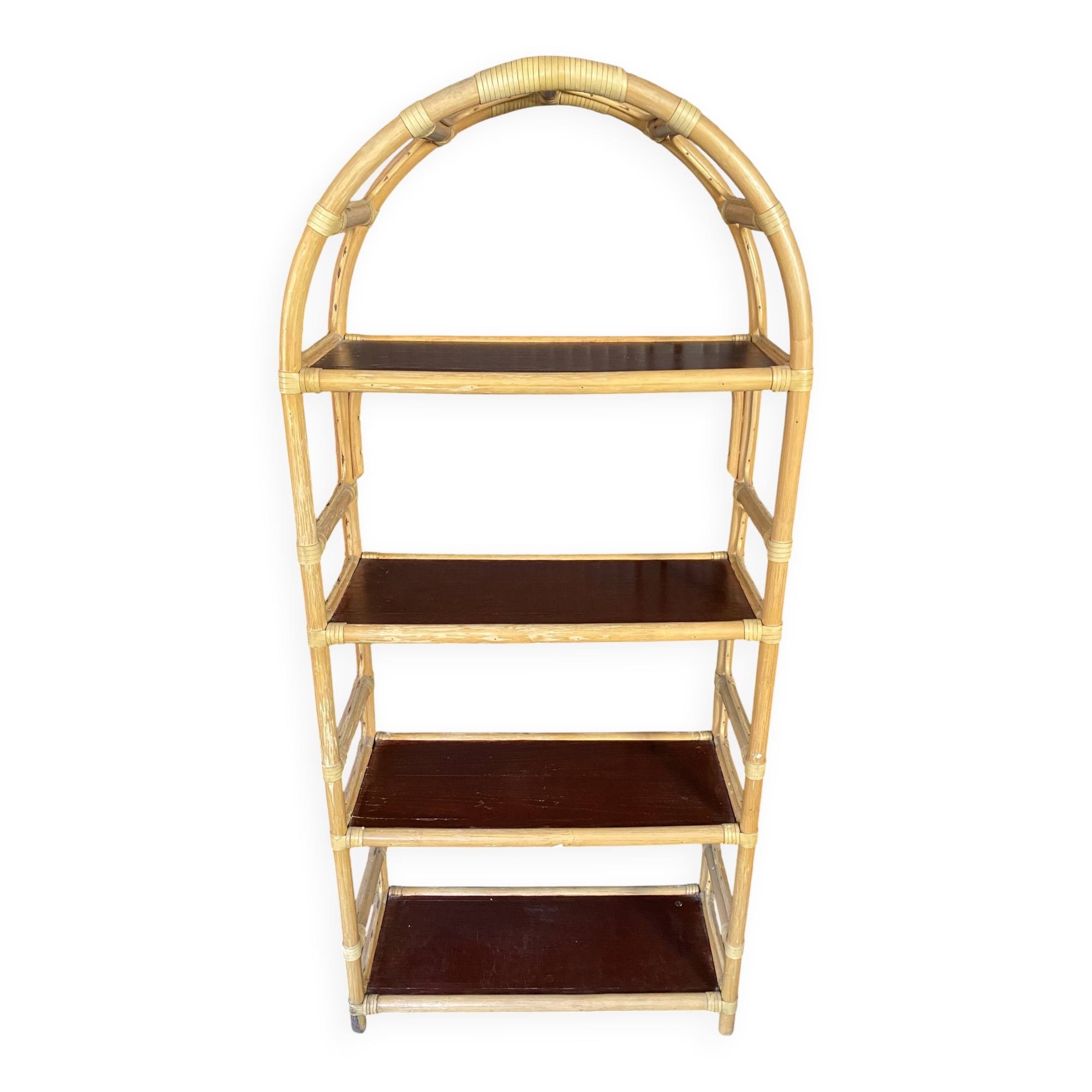 Vintage 1970s rattan bookshelf