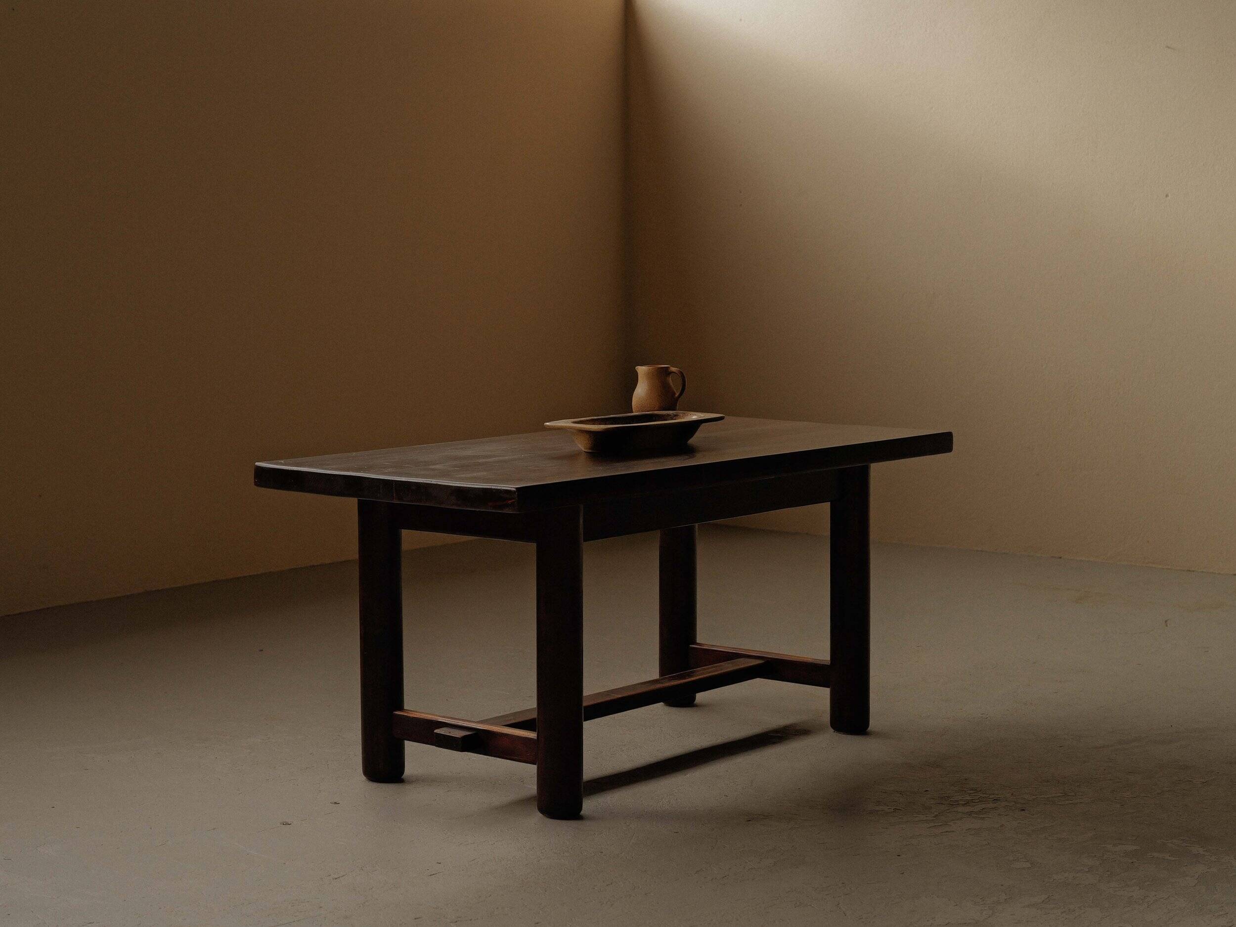Modernist solid pine table, 1960s