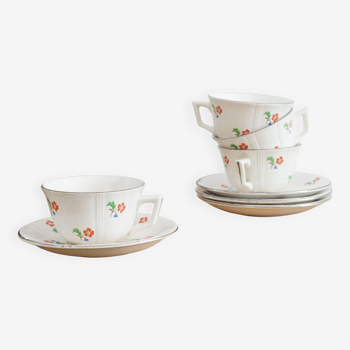 Service 4 cups and saucers Digoin Sarreguemines