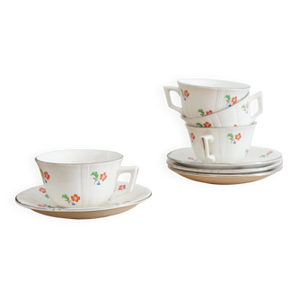 Service 4 cups and saucers Digoin Sarreguemines