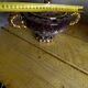 Vallauris ceramic sugar bowl, burgundy and gilded, by Marius Giuge