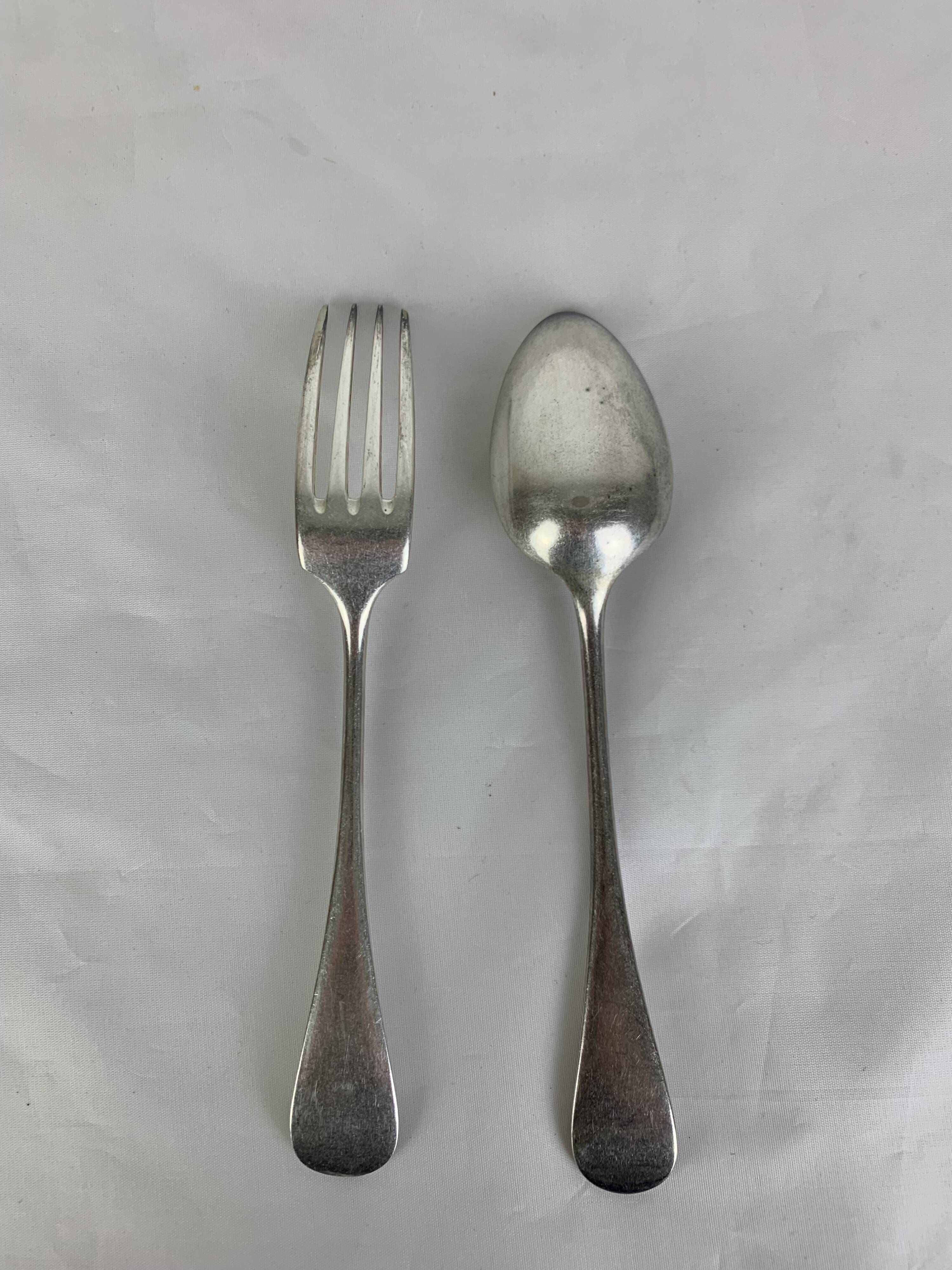 6 forks & 6 spoons Christofle Baguette Fidelio model silver metal