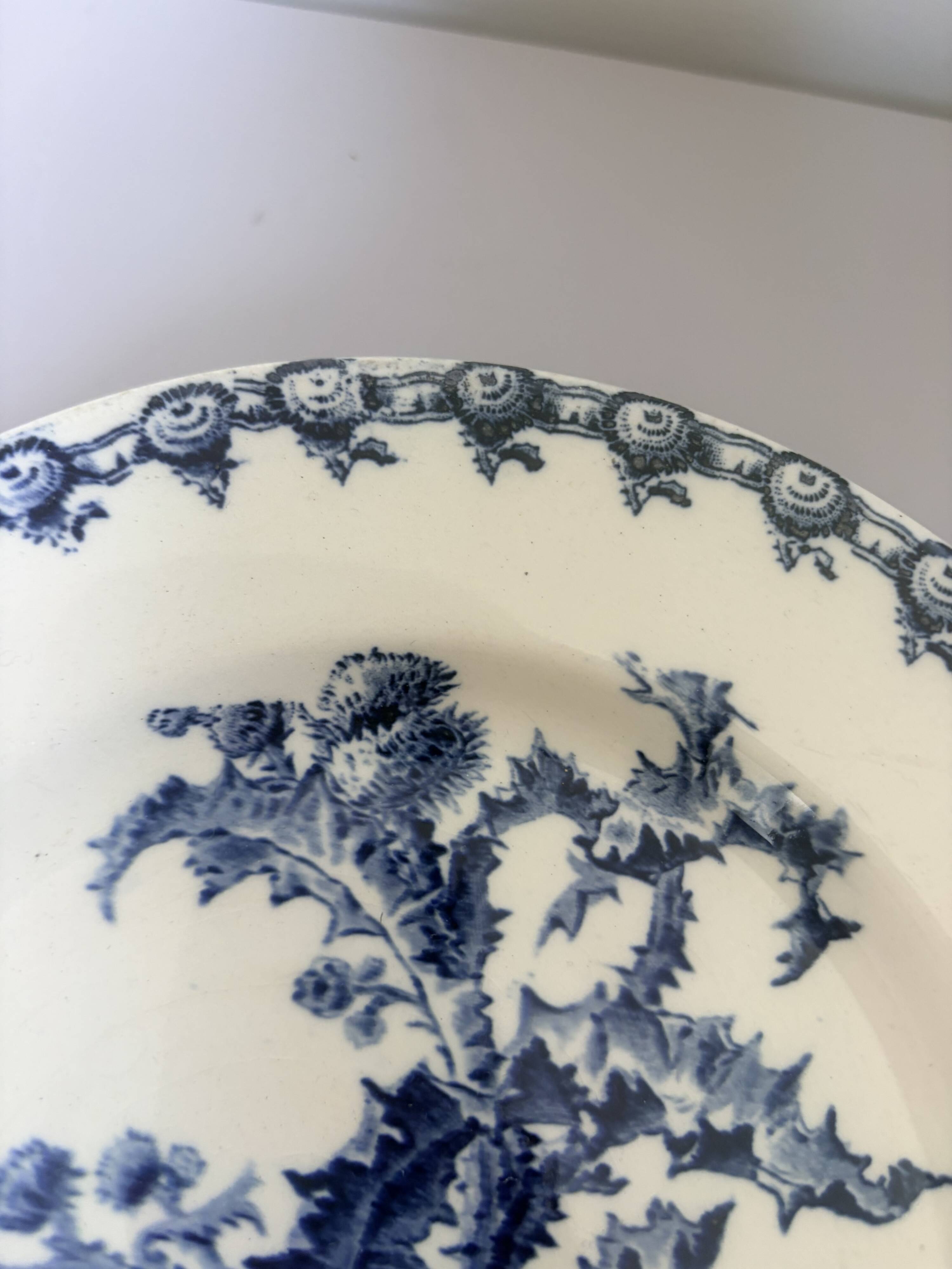 Compotier plat sur piédouche Gien Chardons 260606