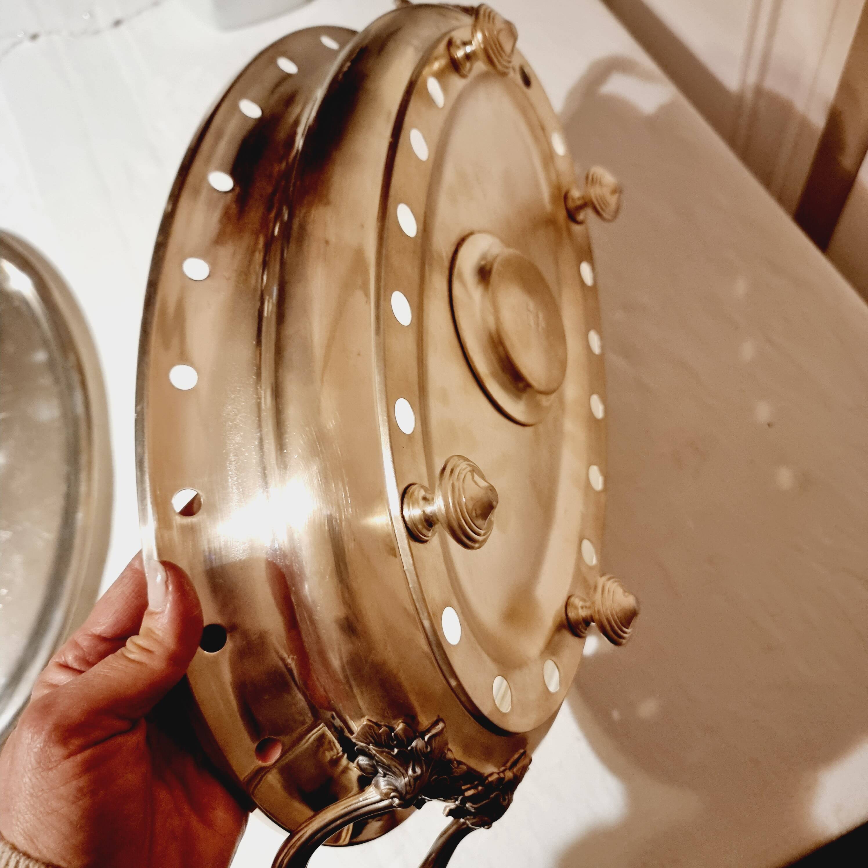 Christofle Plate Warmer Silver Metal large oval format 19th century L'Alfenide et Gallia