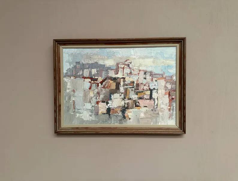 Original Swedish Oil on Panel – “Composition” by Gösta Calmayer – Signed – Dated 1961 – Vintage & Framed – 62 × 45 cm (24.4" × 17.7")