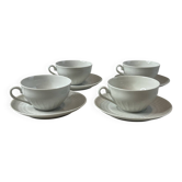 Lot de 4 tasses et sous-tasses en porcelaine F. Chauvigny