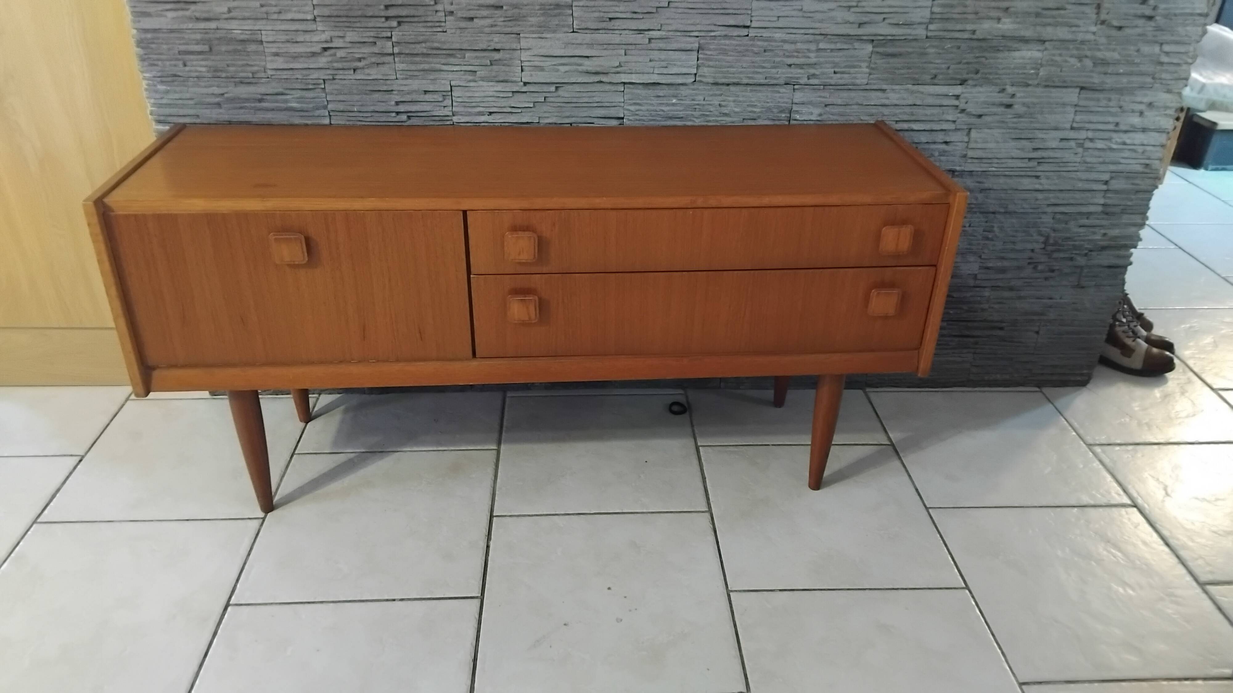 Small vintage Scandinavian teak sideboard