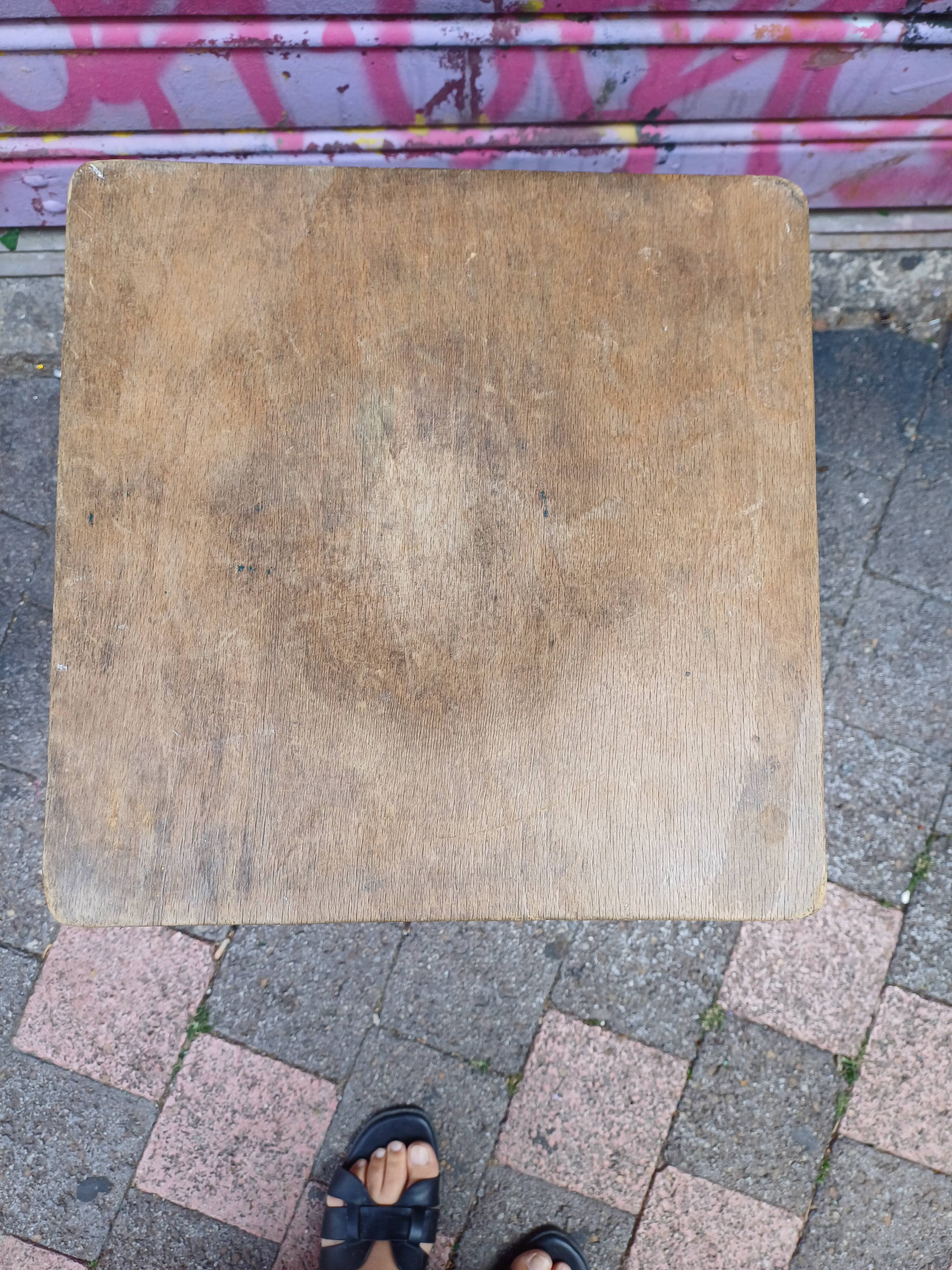 3 vintage square wooden stools