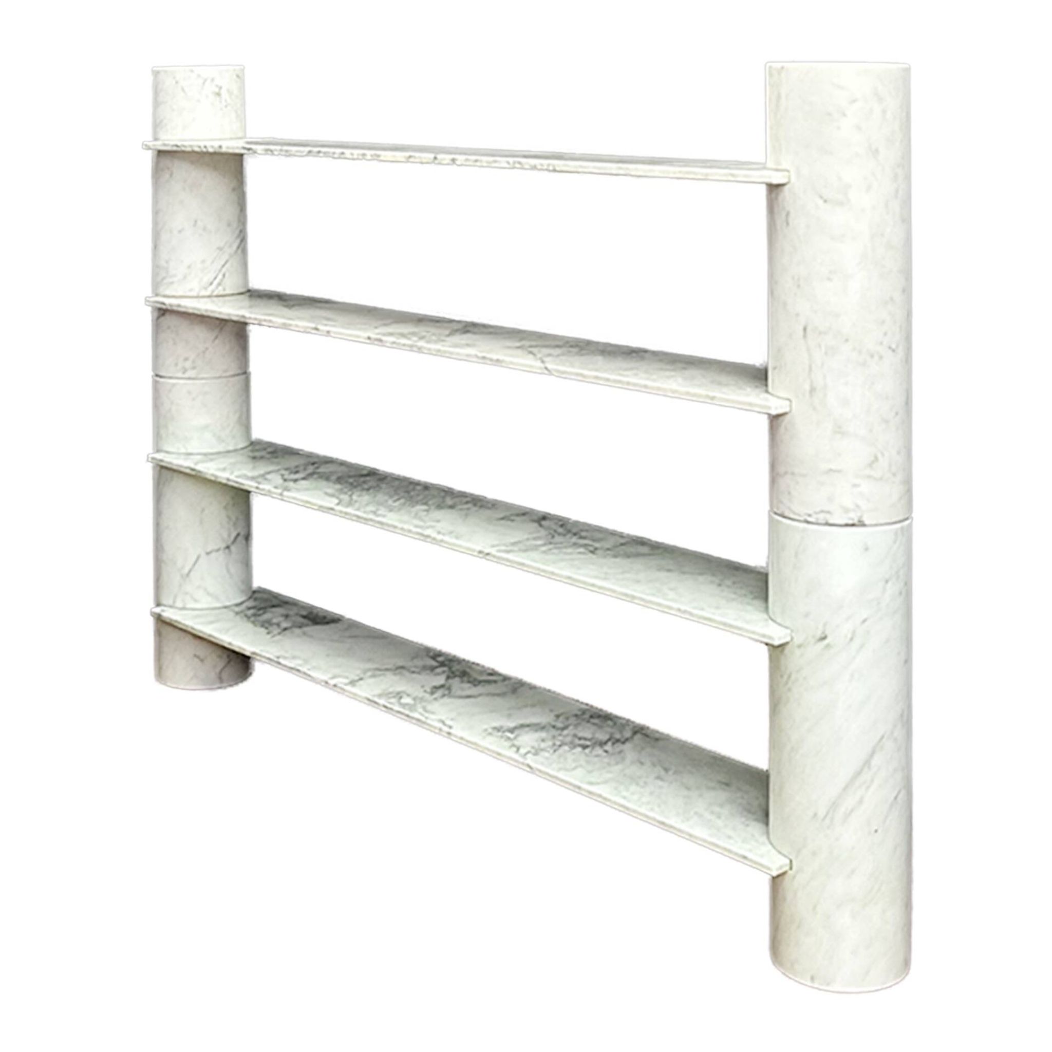 Loico Library by Angelo Mangiarotti in white Carrara marble, mid-20th century Italian.
