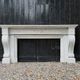 Large Charles X fireplace in white Carrara marble, 19th century.