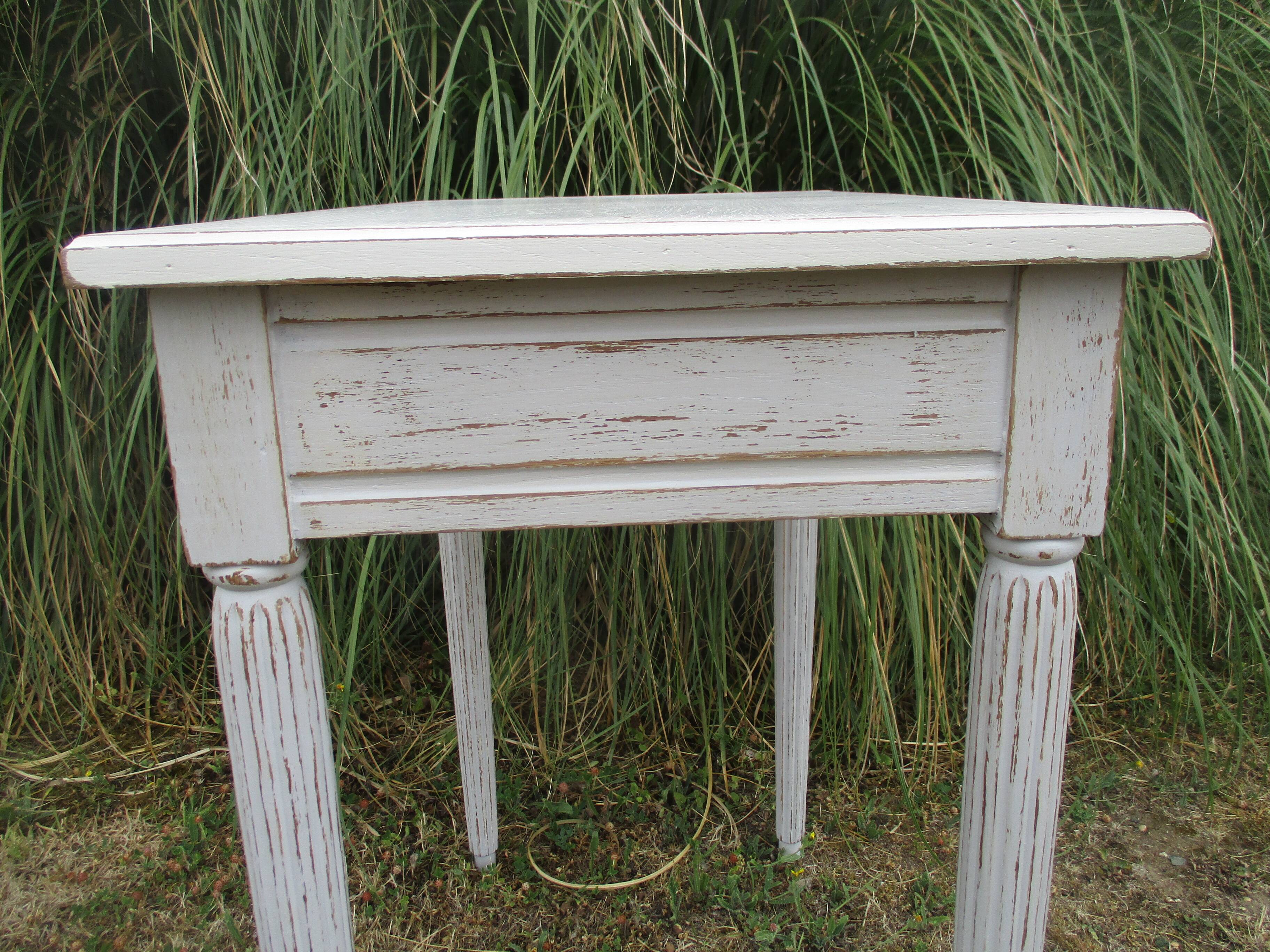 Side table 1900s restyled patinated gray