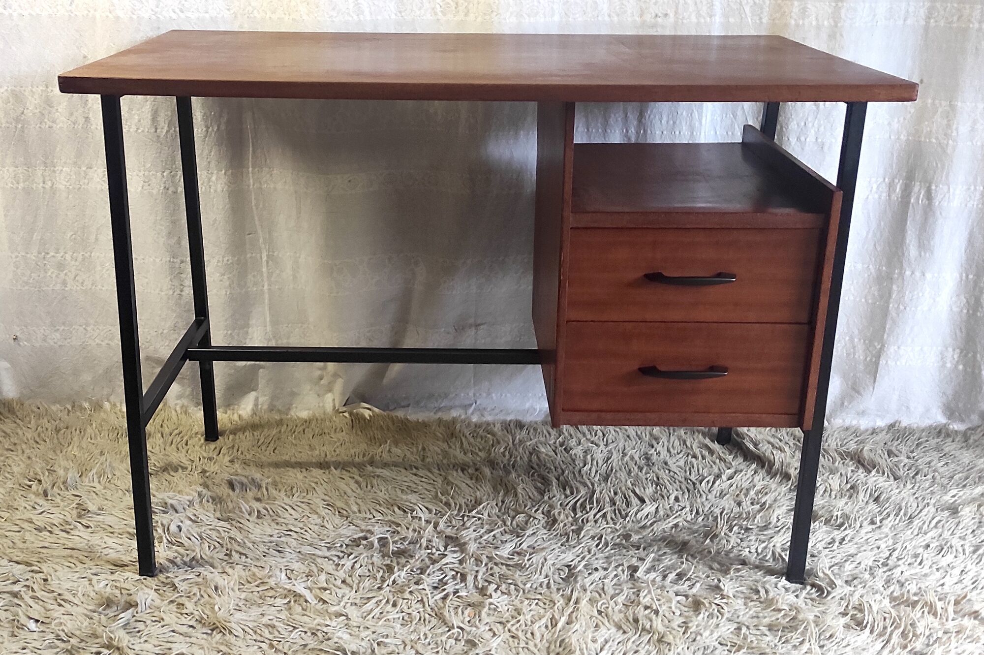 Modernist metal and wood desk by Seducta – 50s/60s