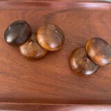 Set of glass and wood spice jars