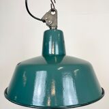 Lampe d’usine en émail vert industriel avec plateau en fonte, années 1960