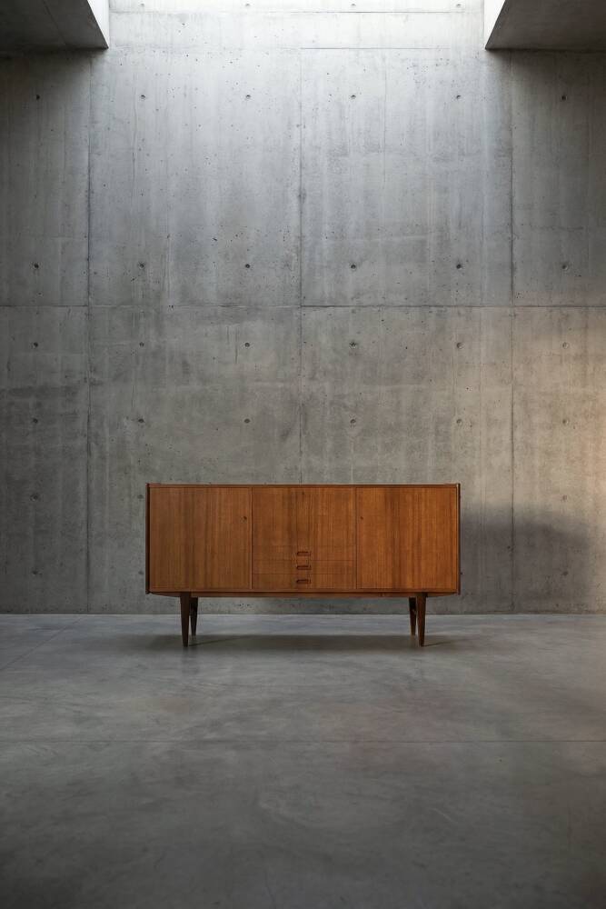 Vintage Mid-Century Scandinavian Modern Classic Teak High Sideboard