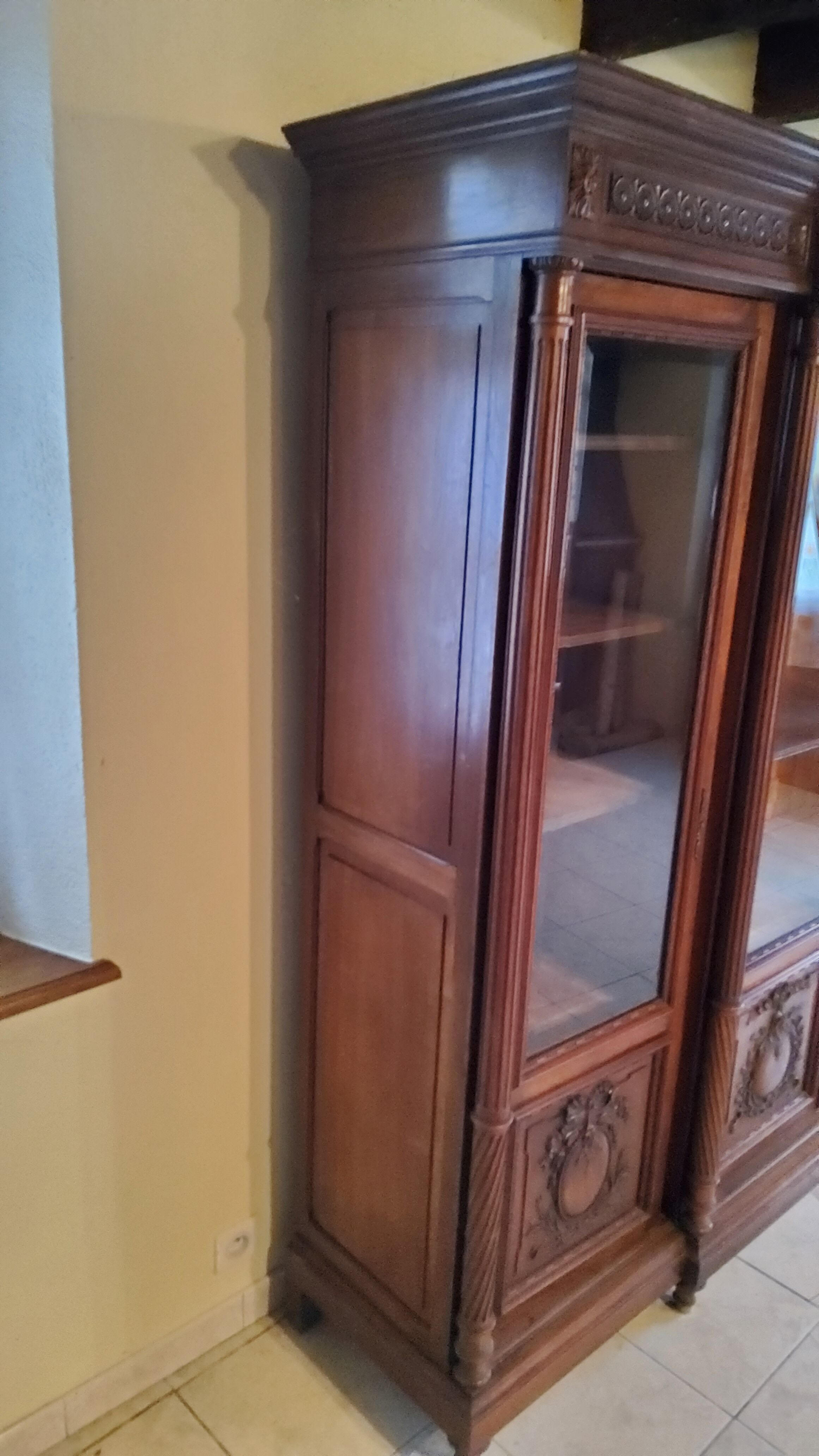 Late nineteenth century Louis XVI style library in walnut