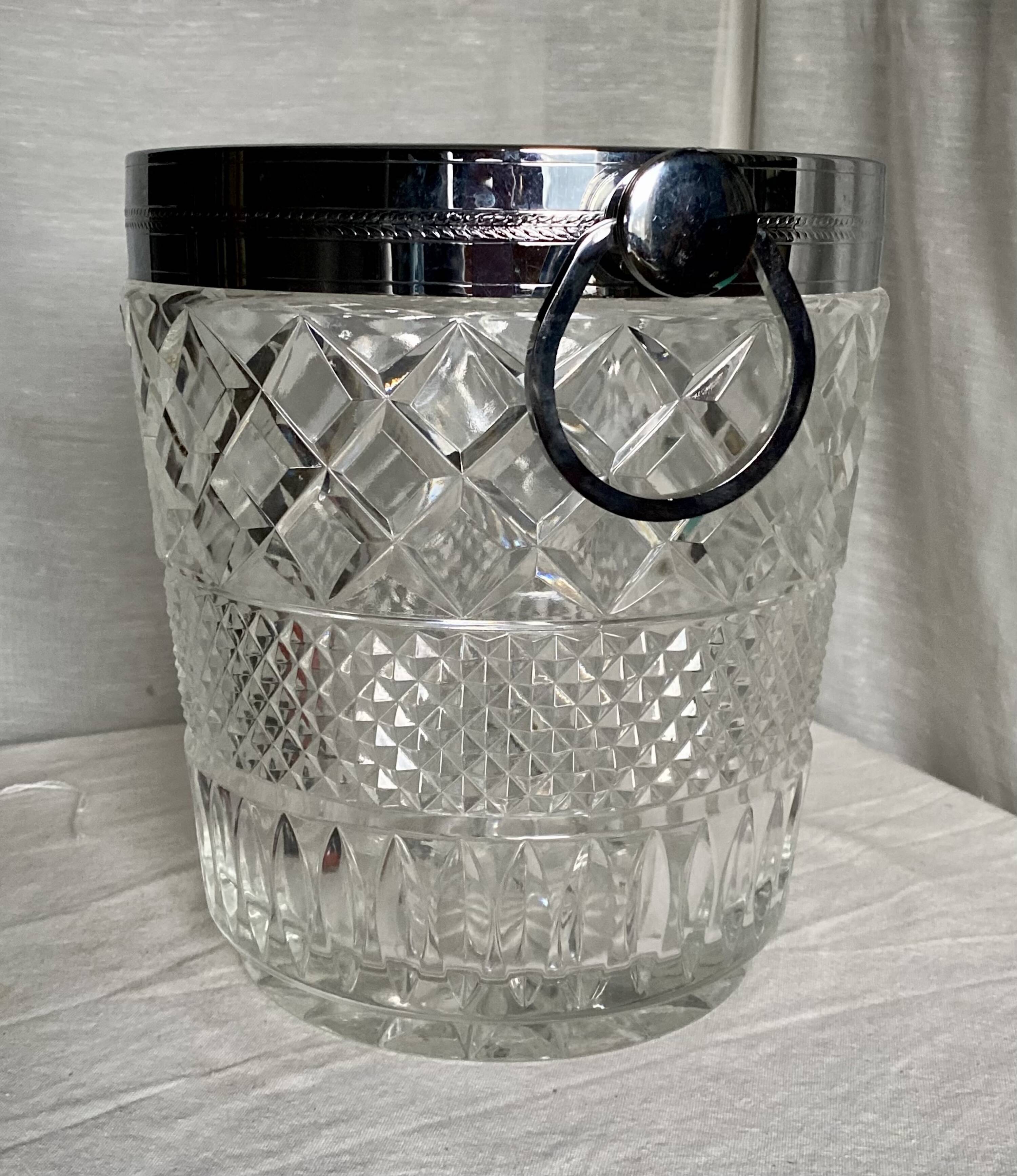 Vintage 1960s cut crystal champagne (or white wine) bucket/cooler
