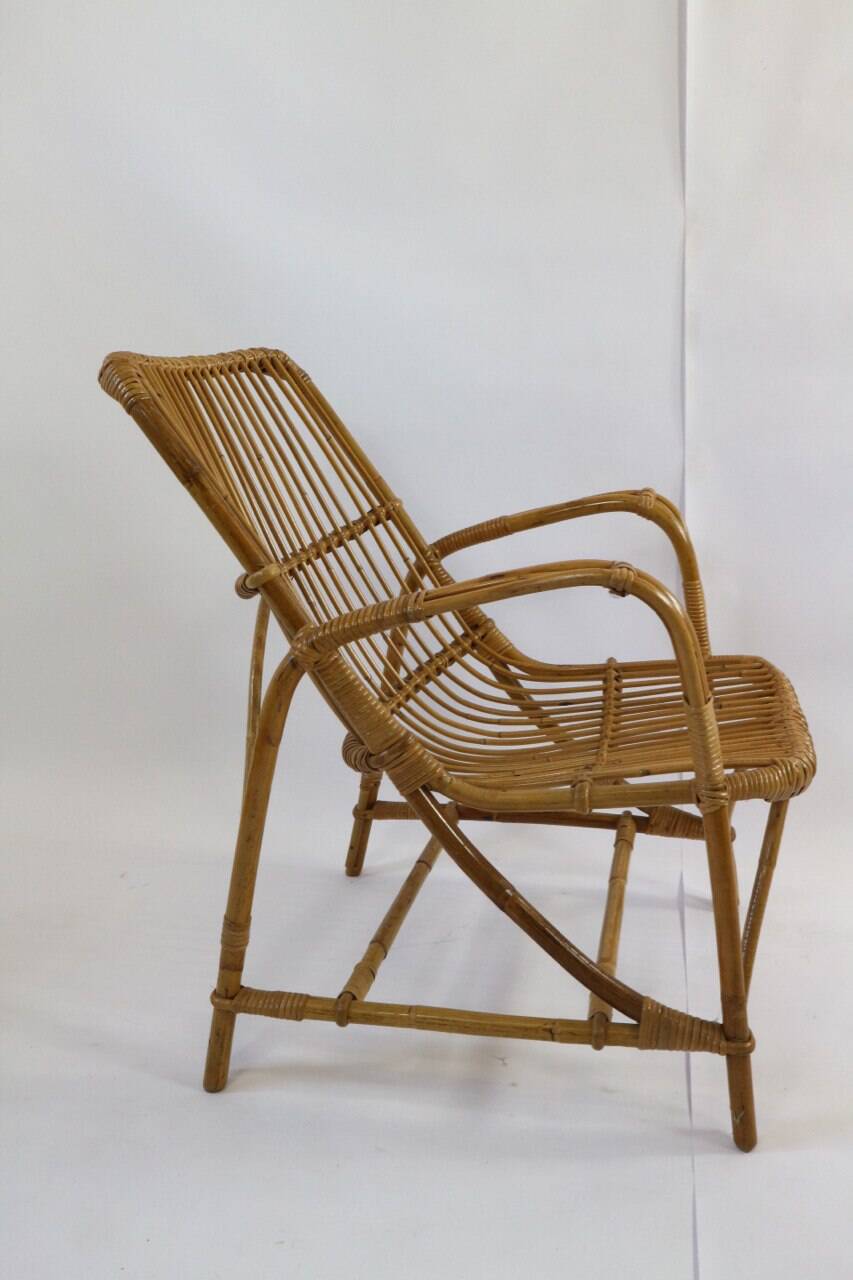 Pair of vintage bamboo armchairs, Bonacina style