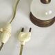 Brass & white glass table lamp red fabric shade