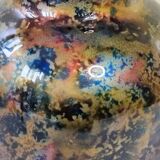 Signed églomisé glass vase, unique piece, France, circa 1980, 46 cm