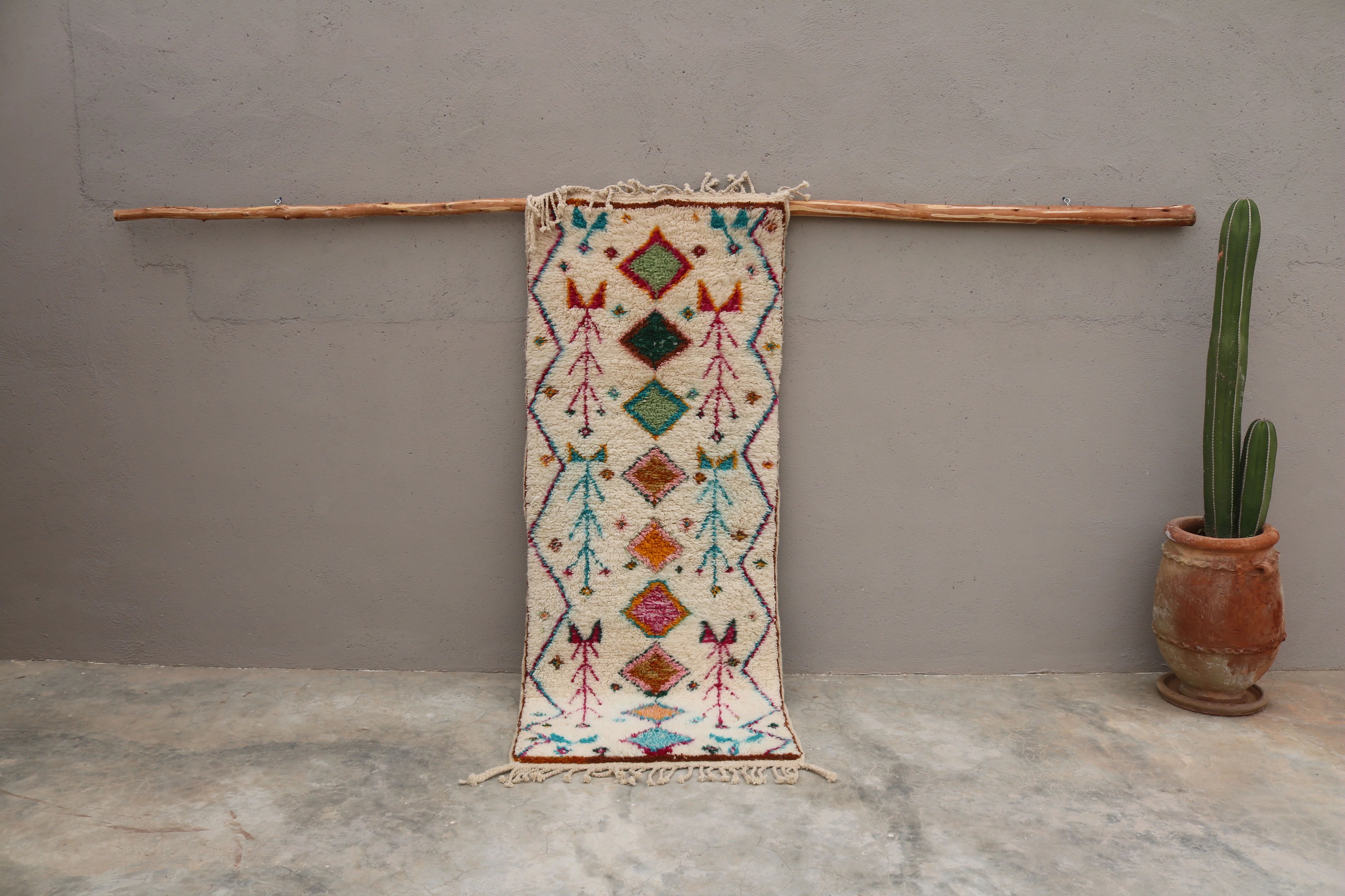 Handwoven coloured wool rug, 190 x 90 cm - R320