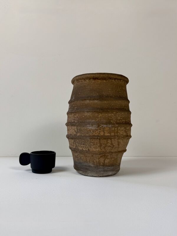 Grand vase vintage marron terre cuite, France, 1960