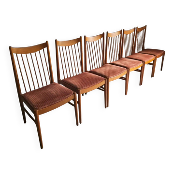 Set of 6 Danish teak dining chairs model 422, attributed to Arne Vodder for Sibast, 1960s.