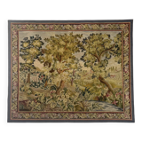 Tapisserie verdure dans le goût d’Aubusson sur châssis (214 x 176 cm)