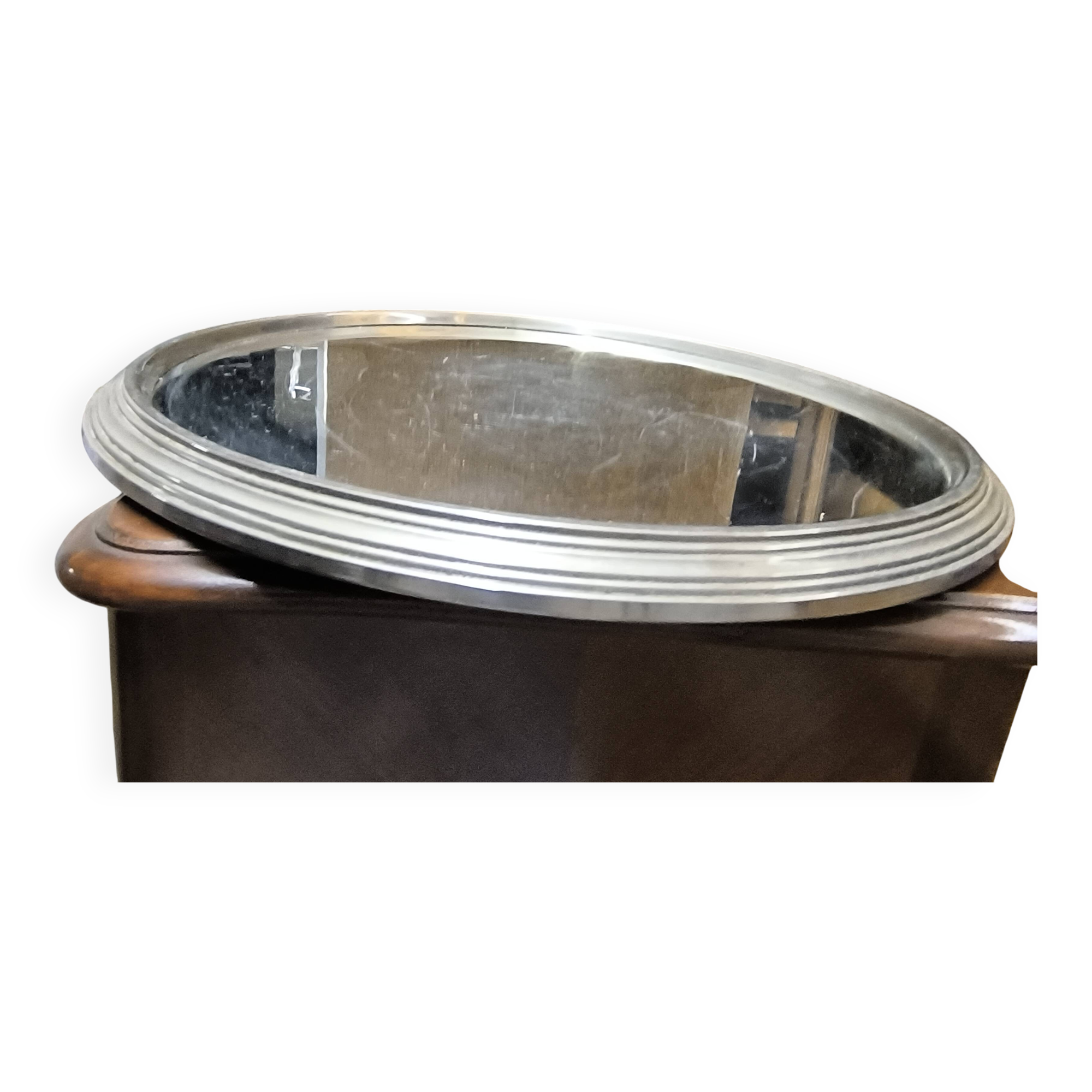 Art Deco aluminum and mirror serving tray