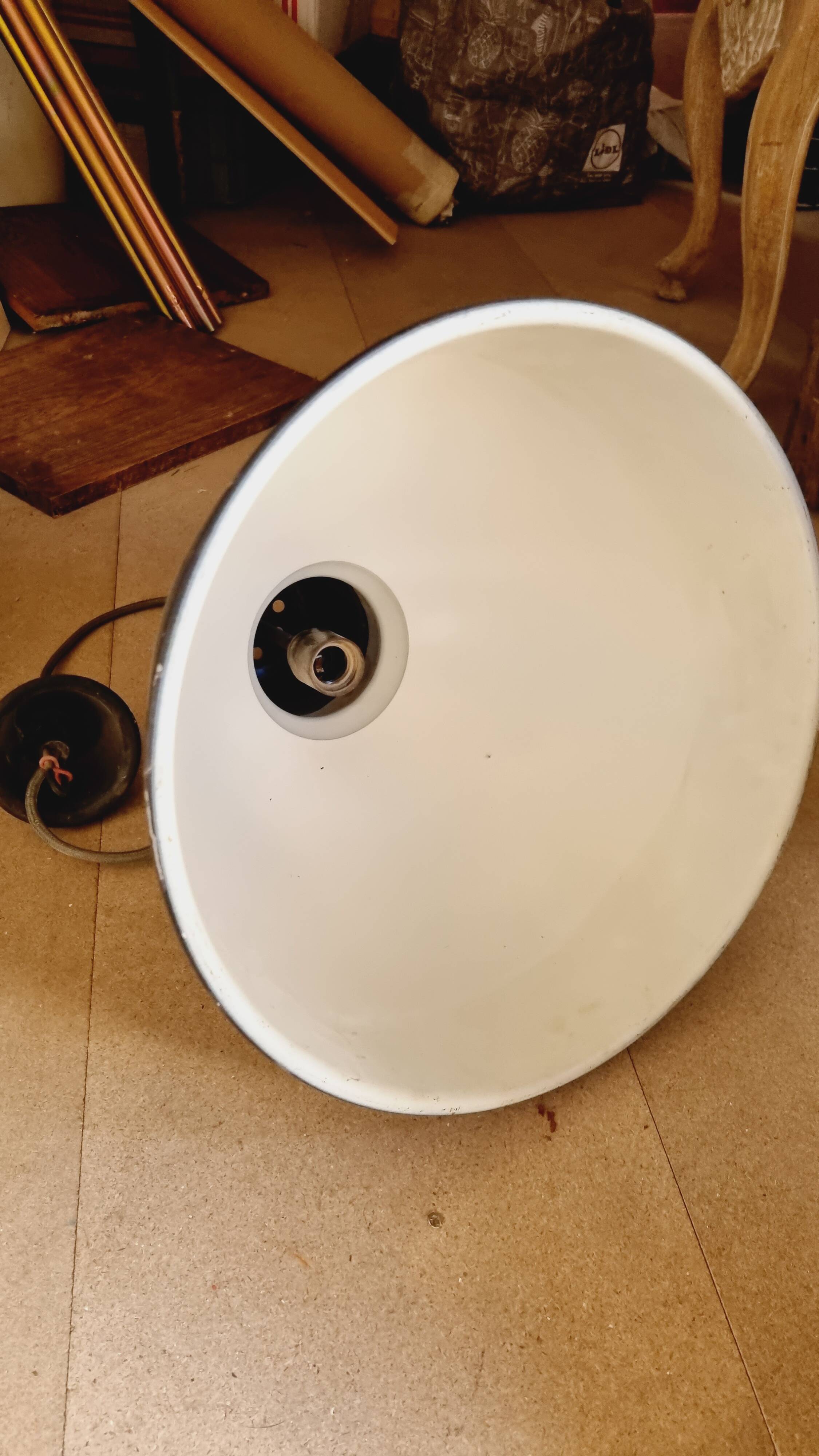 XL black enamelled metal pendant light