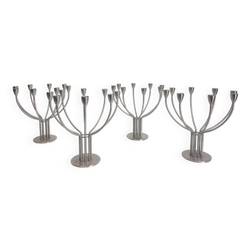 Modern Scandinavian Candleholders in Steel by M. Hagberg for Ikea, 1970s, Set of 4