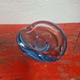 Holmegaard empty pocket or Swedish Ashtray crystal blue