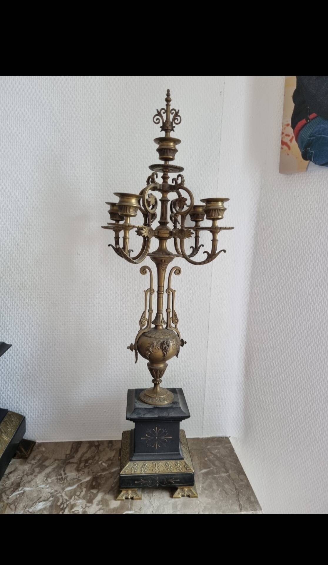 Antique bronze clock signed fireplace