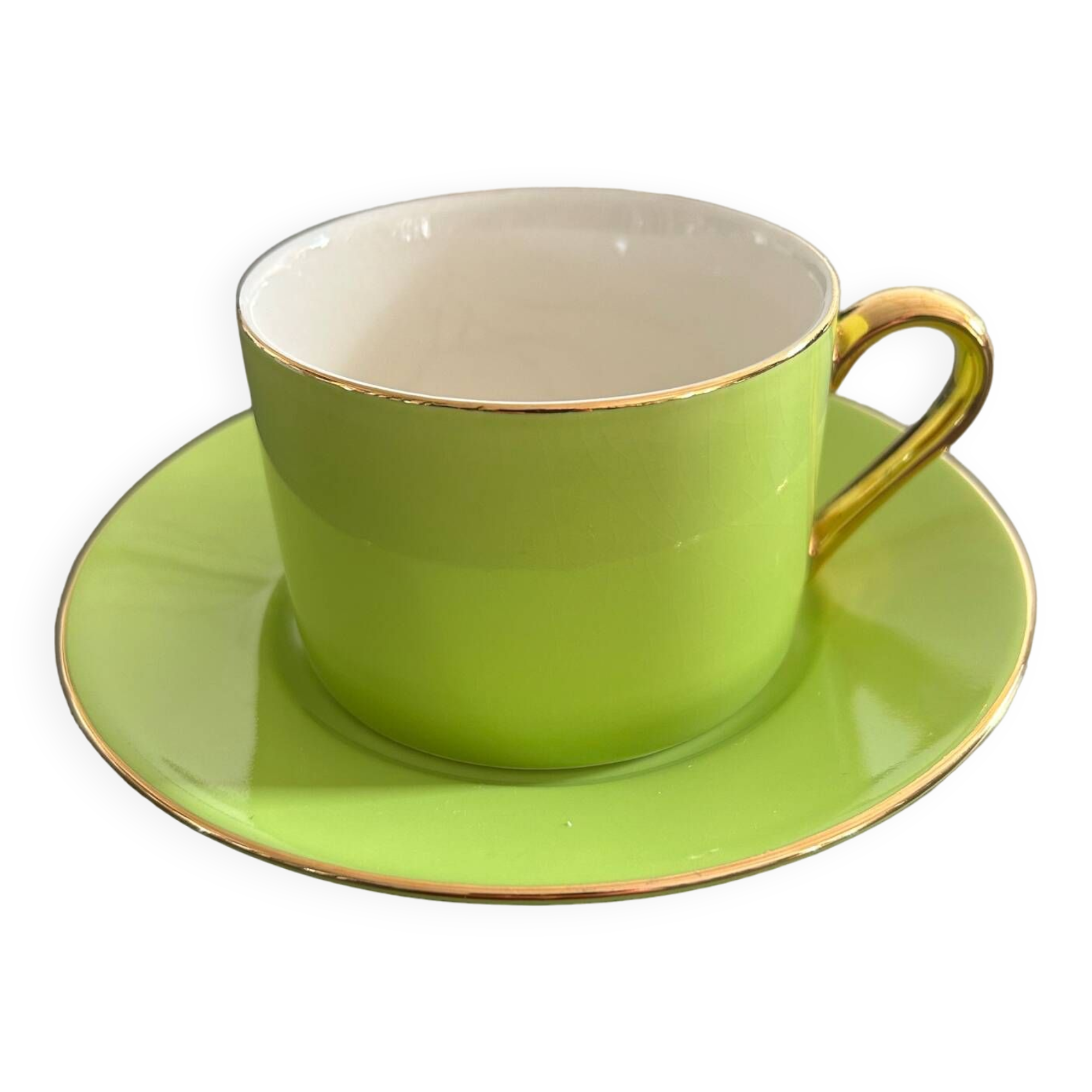 Lime green cup and saucer