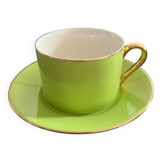 Tasse et soucoupe vert anis