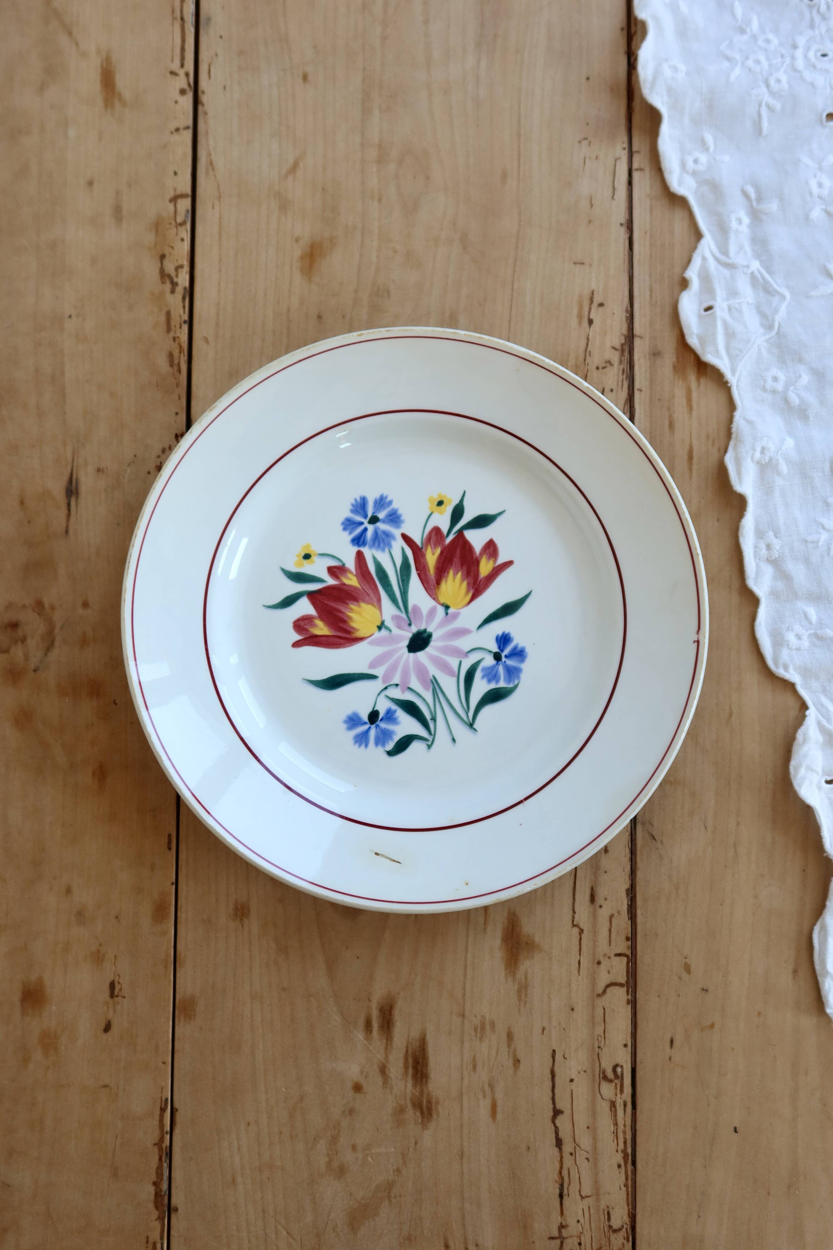 Vintage plate Céranord model Arlette – Polychrome floral earthenware