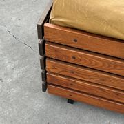 Mid-Century living room sofa in cognac , small model design