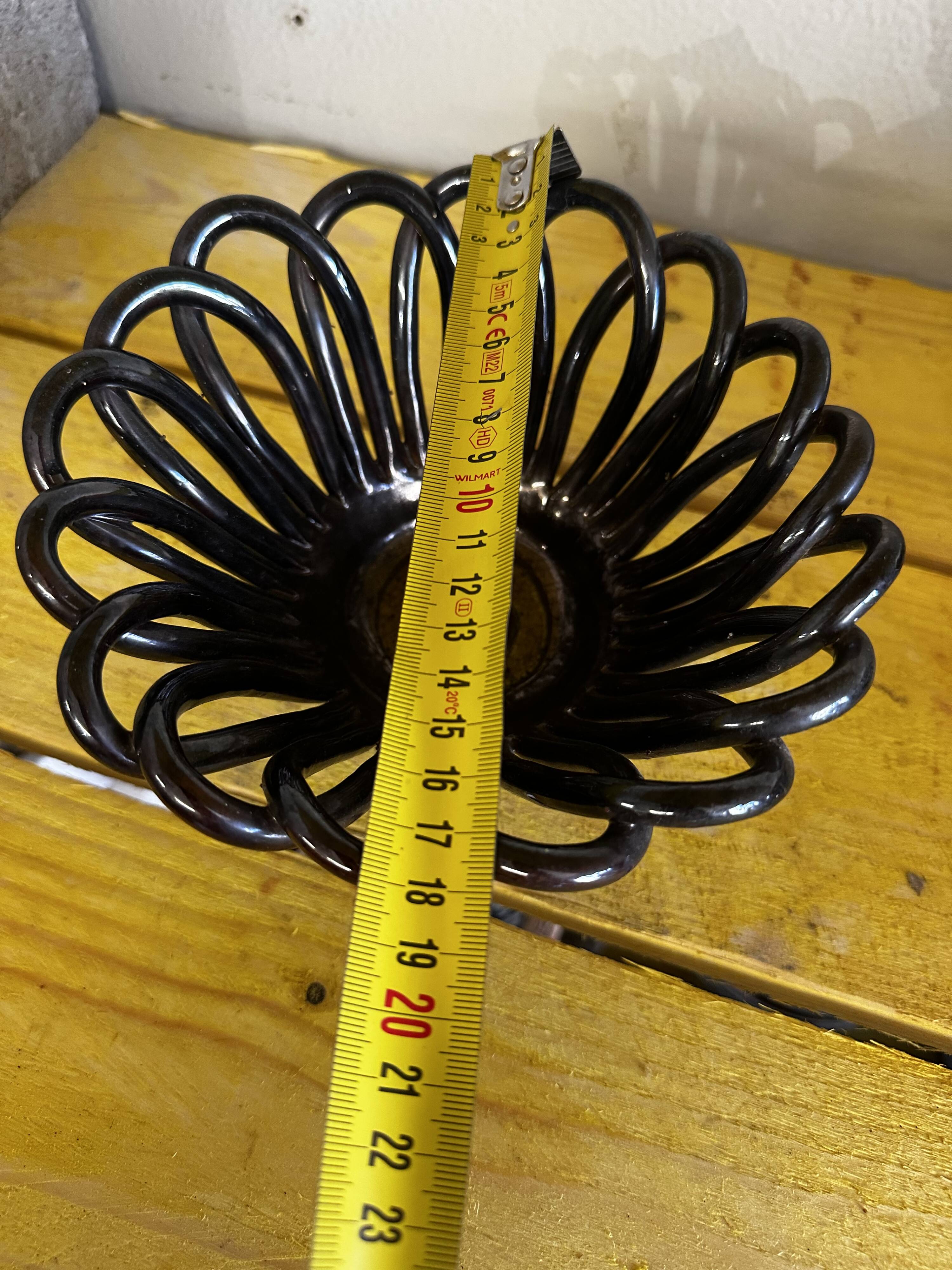 Small Basket - Iridescent Black Braided Ceramic Empty Pocket - 70's German